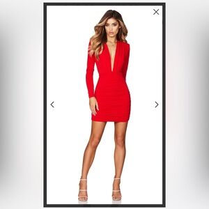 Nookie Temptation Long Sleeve Mini Dress in Red